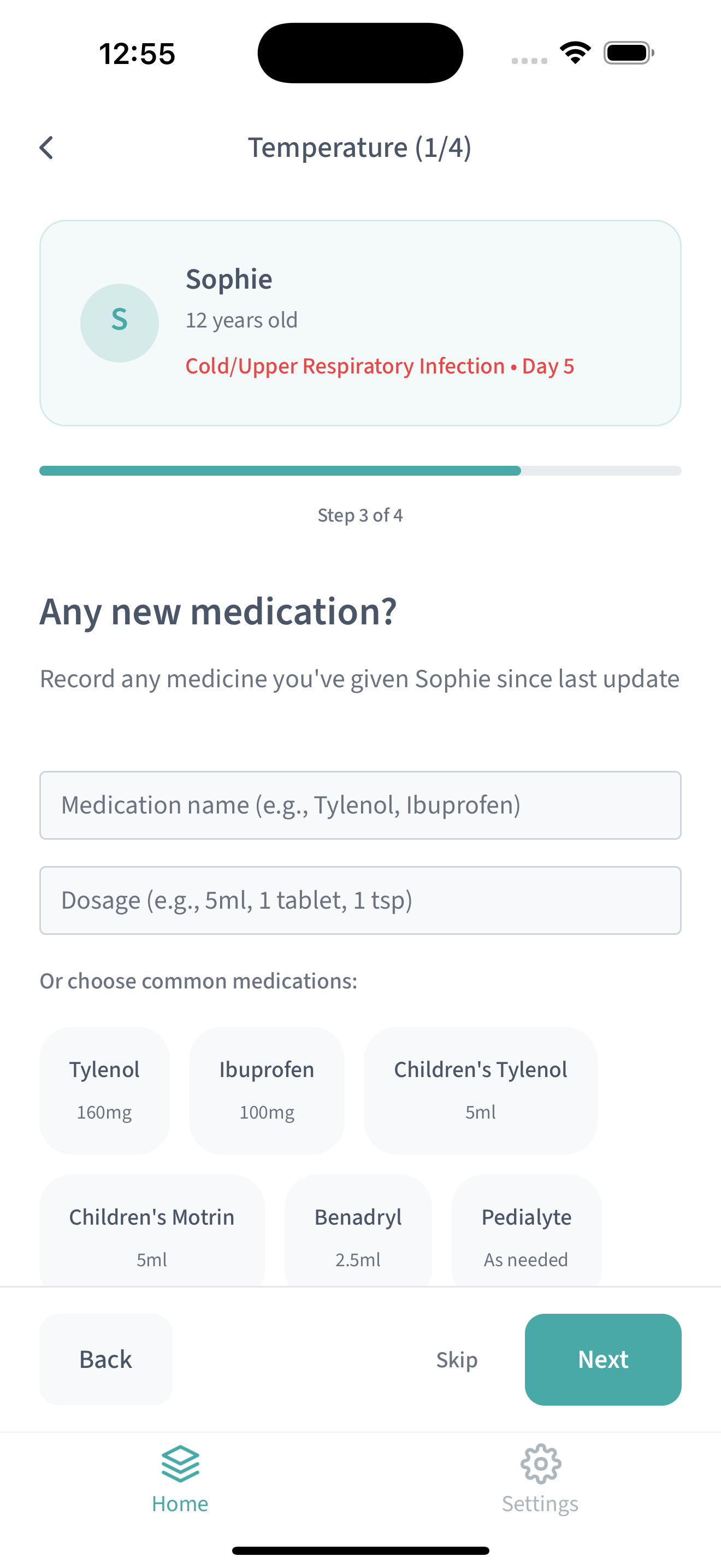 Medication tracking with dosage information