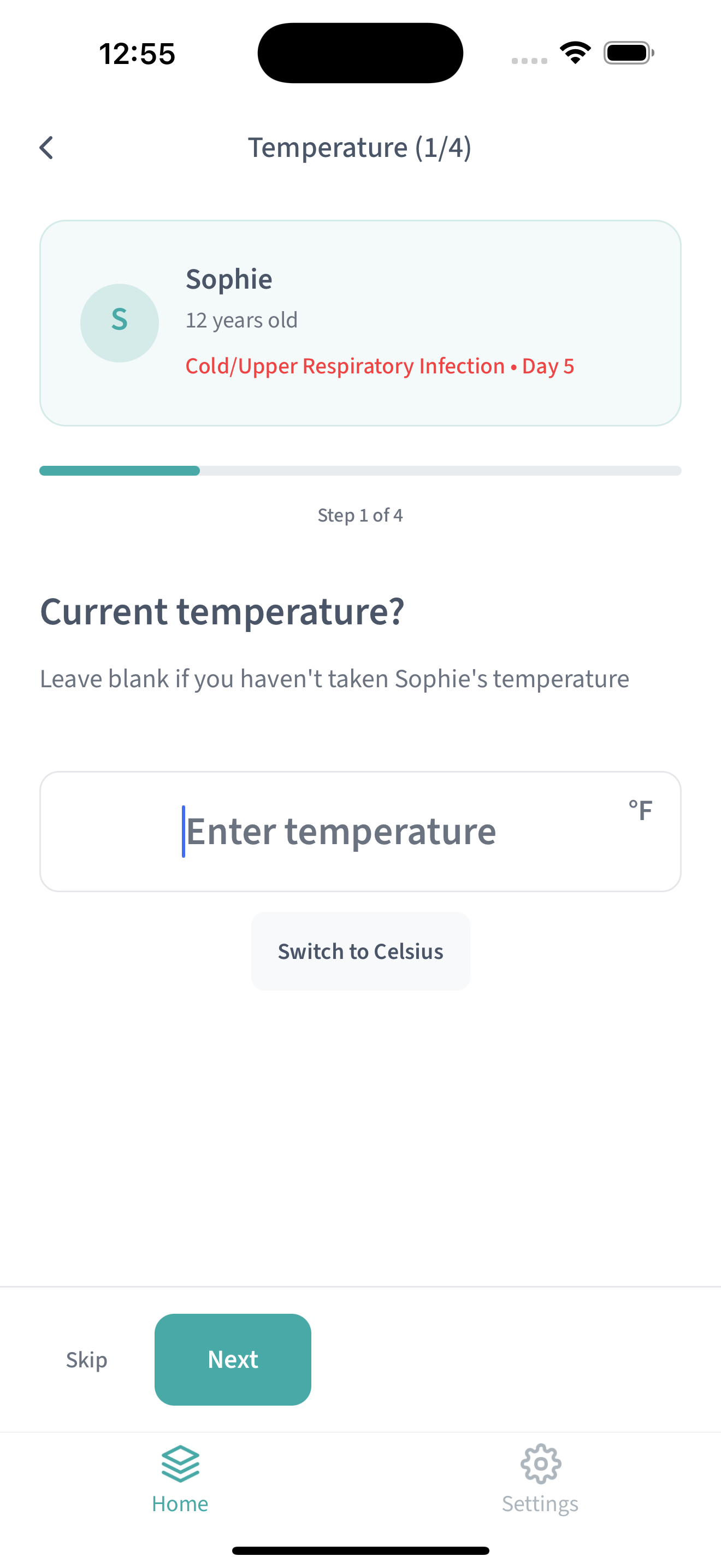Temperature tracking interface with fever detection
